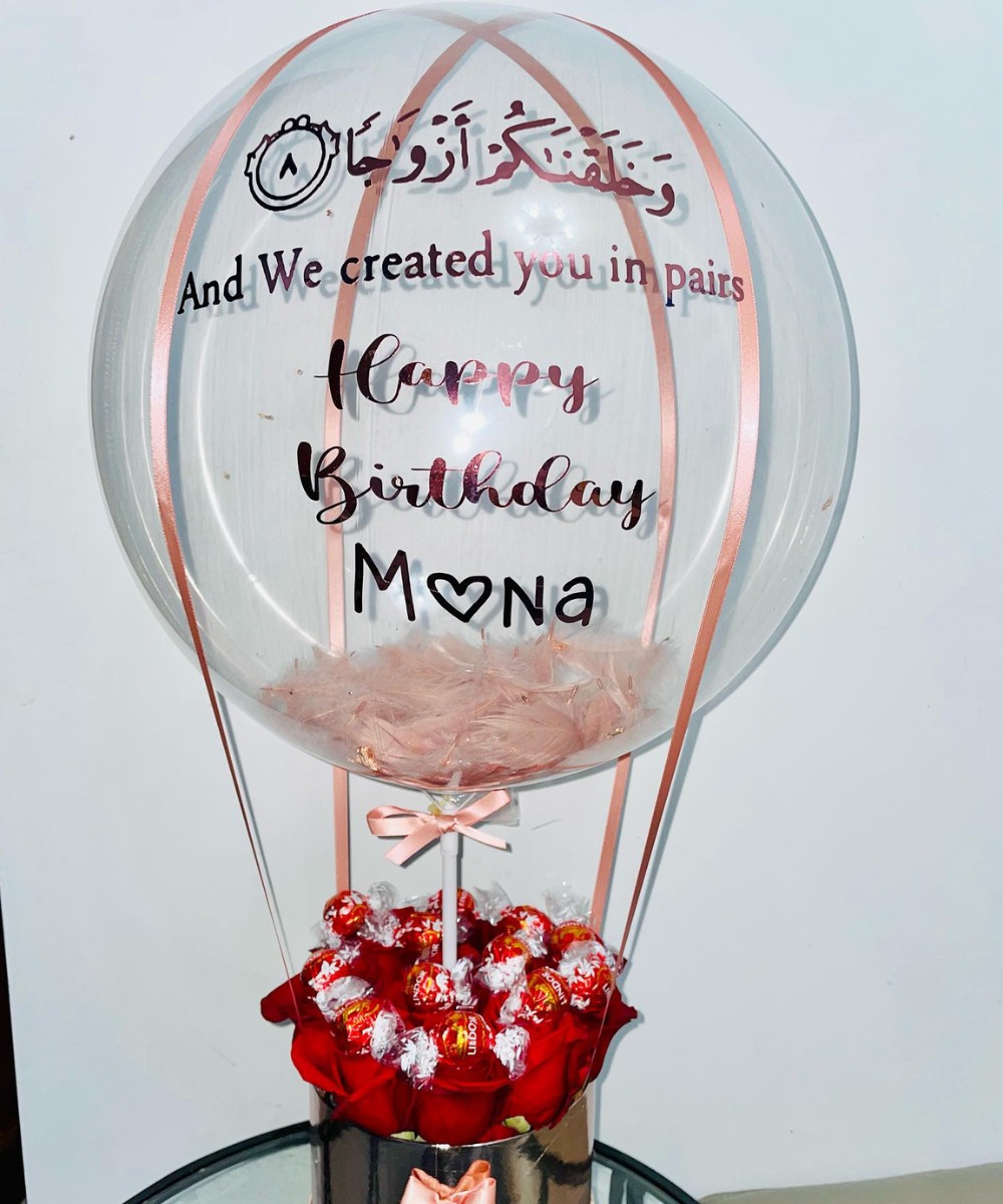 Hot Air Balloons  with Red Roses