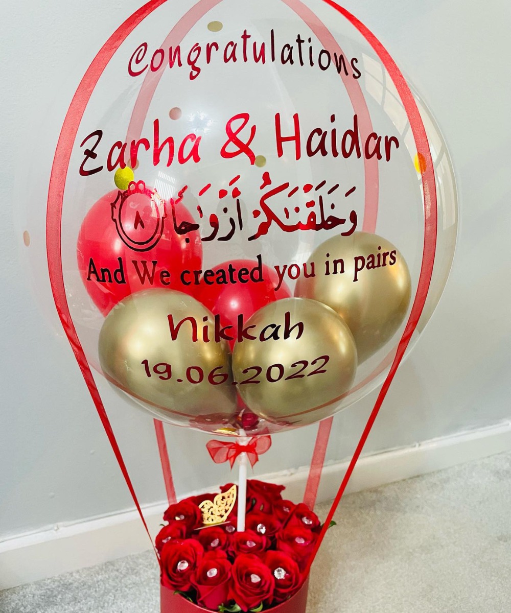 Hot Air Balloons  with Red Roses