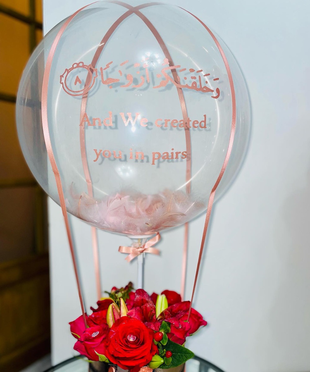 Hot Air Balloons  with Red Roses