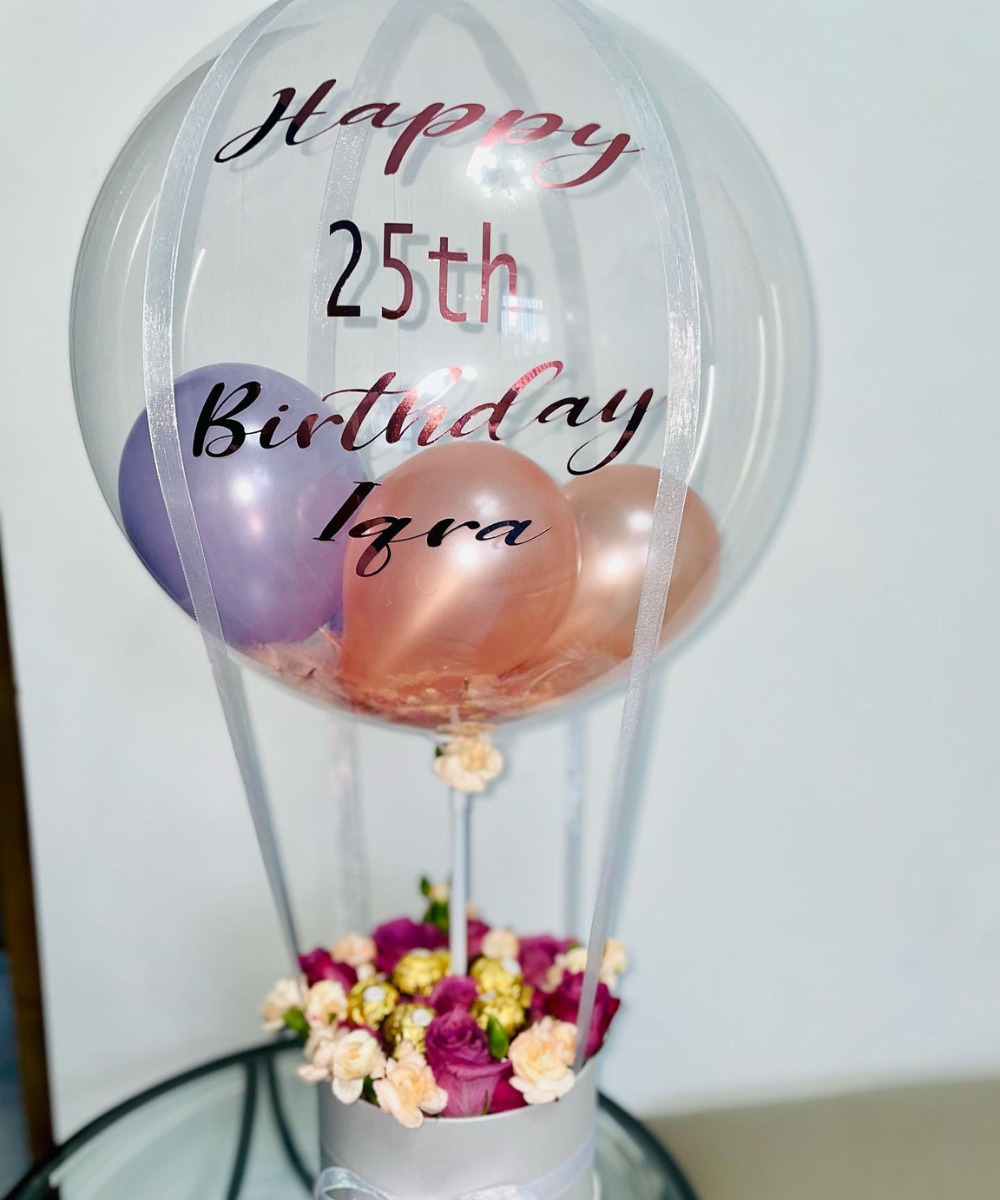 Hot Air Balloons  with Red Roses